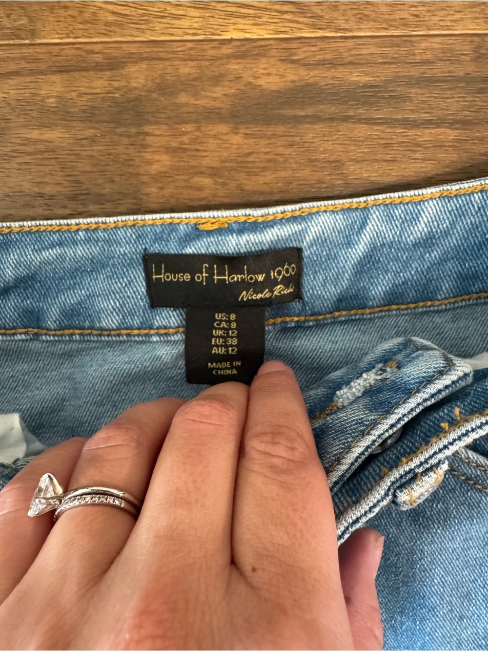 NWT House of Harlow 1960 Nicole Richie Denim Midi Skirt Size 8 Front Slit - Picture 3 of 5